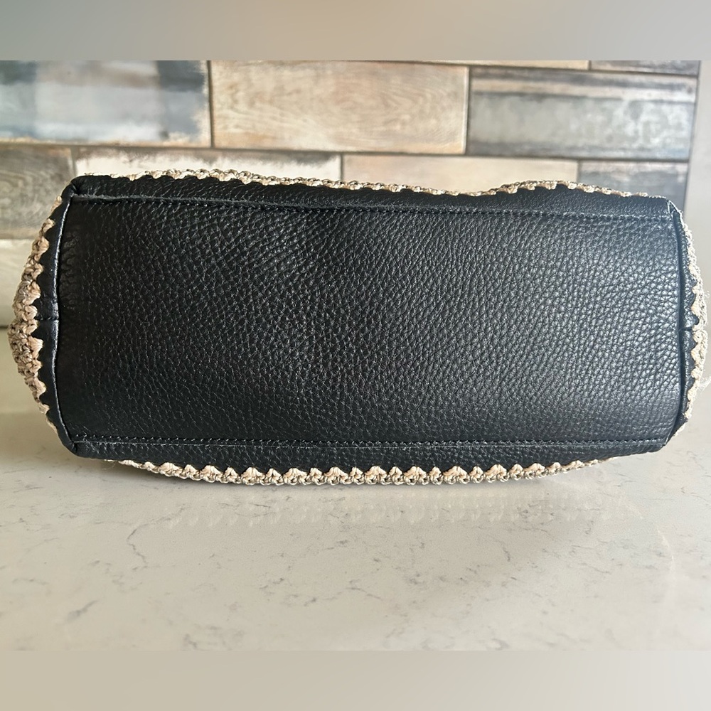 The Sak Back to Bali Black Pebbled Leather Crochet-Trim Shoulder Bag - Picture 5 of 16